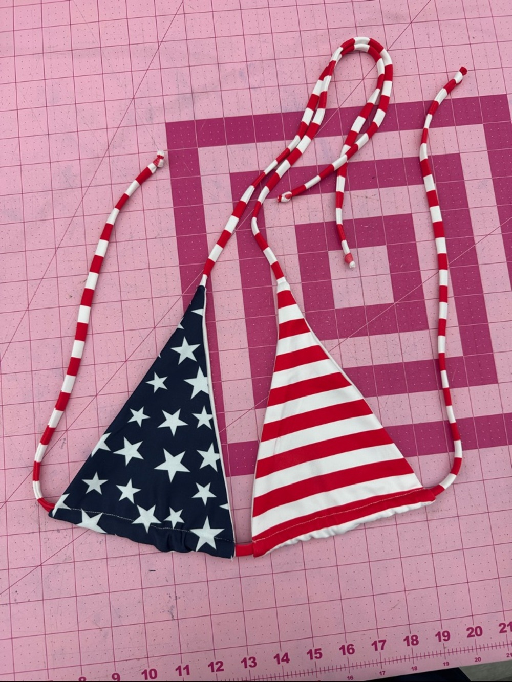 Demon Bikini Handmade Swim USA Stars Stripes String Triangle Bikini Top Medium